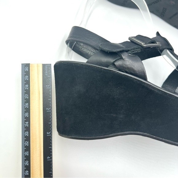 Kork Ease Black Leather Gladiator Platform Wedges Heels Sandals Shoes 7 KorkEase - Picture 12 of 15